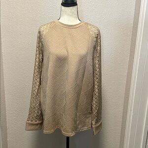 Tan and Cream Boxy Long Sleeve Sweatshirt
